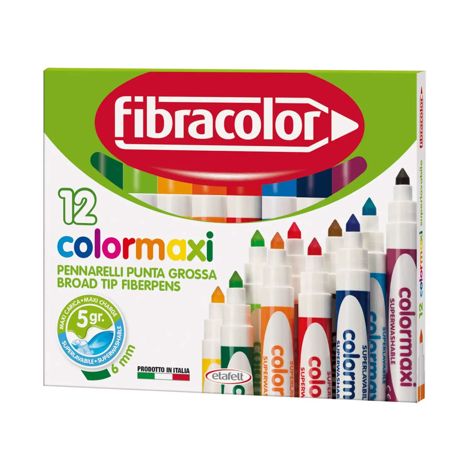 Fibracolor Colormaxi Pennarelli – Astuccio 12 Pennarelli - Pennarelli