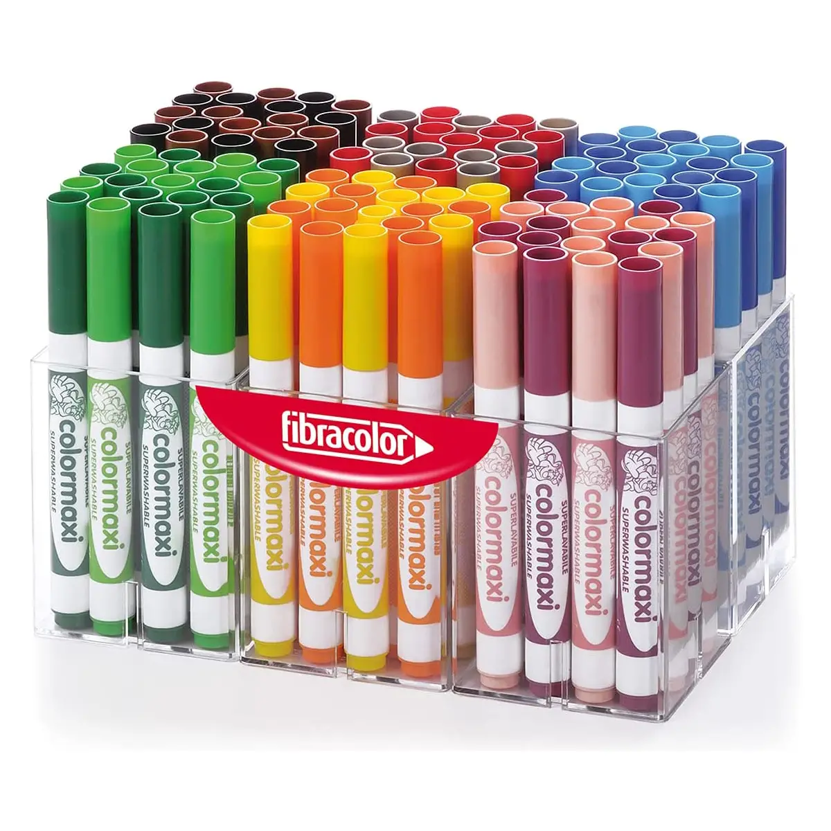 Fibracolor Colormaxi Doppio Tratto 3-6 mm – Multibox 120 Pennarelli in 12 Colori - Pennarelli