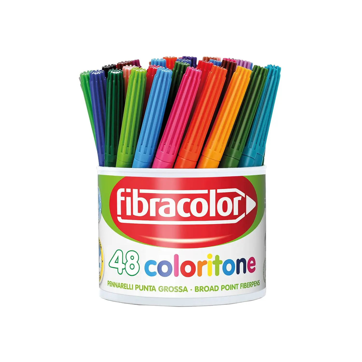 Fibracolor Coloritone - Tratto 4 mm – Barattolo 48 Pennarelli in 12 Colori - Pennarelli