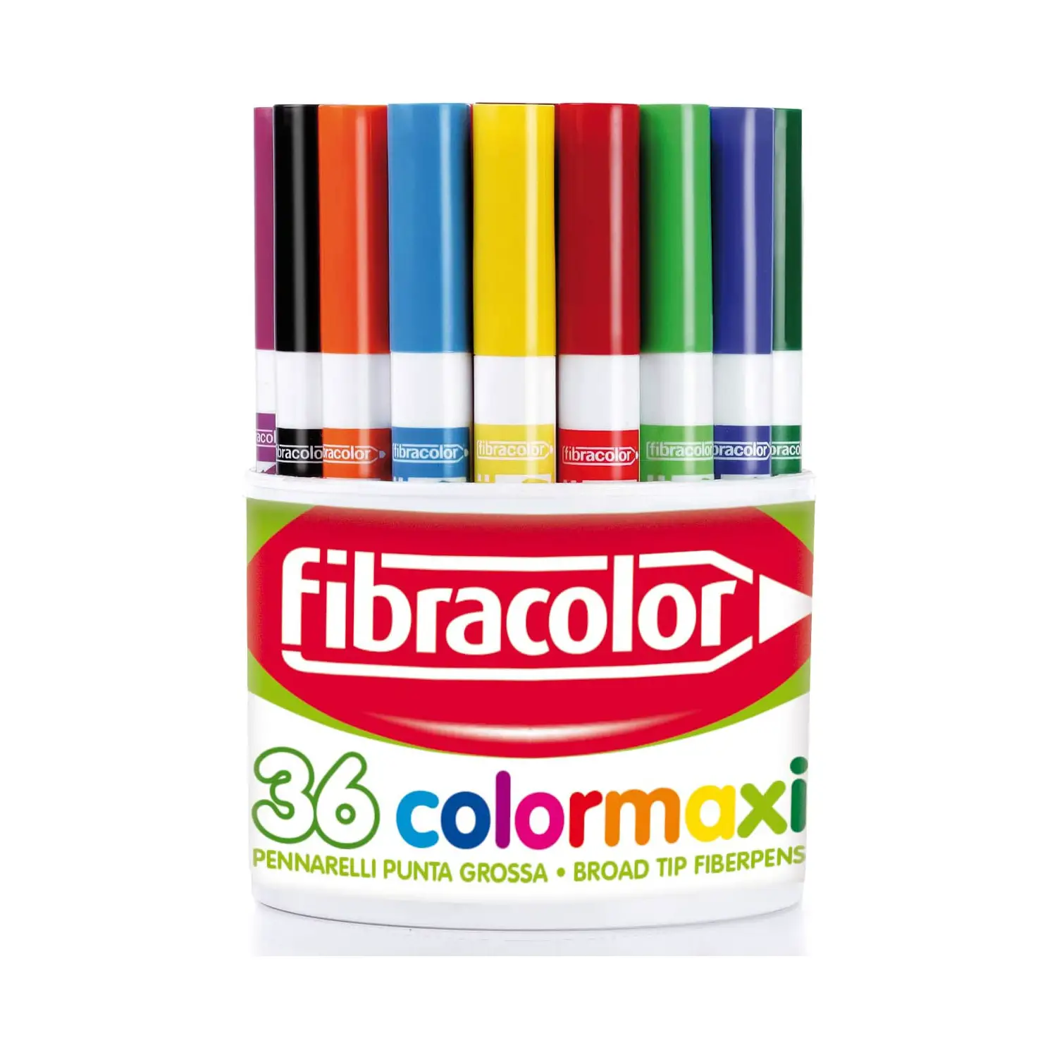 Fibracolor Colormaxi Pennarelli – Barattolo 36 Pennarelli in 12 colori - Pennarelli