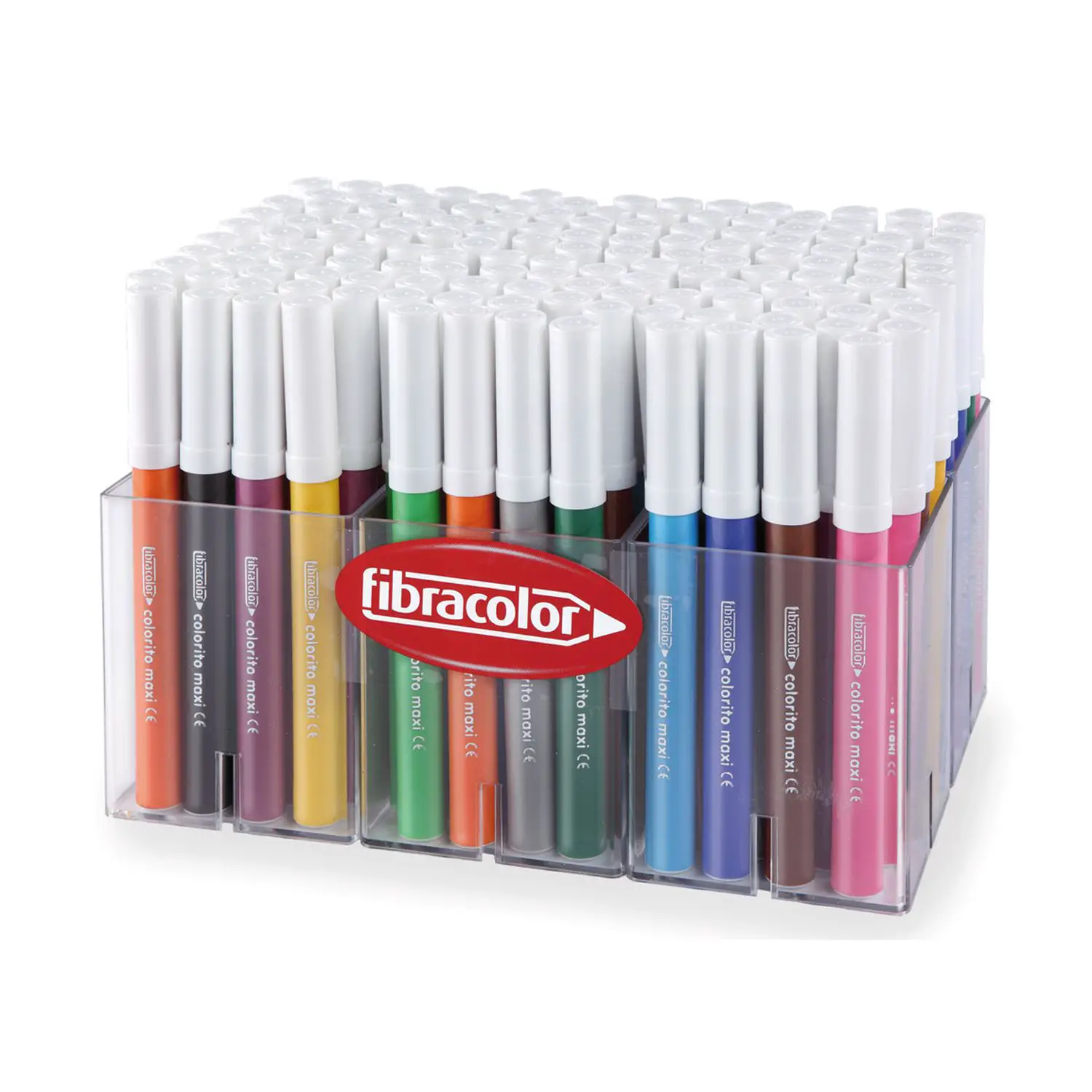 Fibracolor Colorito Maxi - Punta Grossa 5 mm – Multibox 144 Pennarelli in 12 Colori - Pennarelli