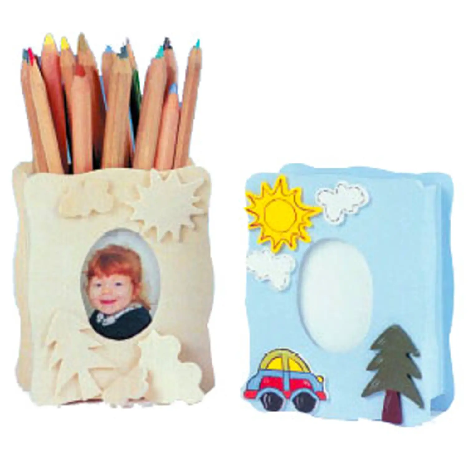 Portamatite in Legno da Decorare con Portafoto - 5x10 cm - Soggetti in legno