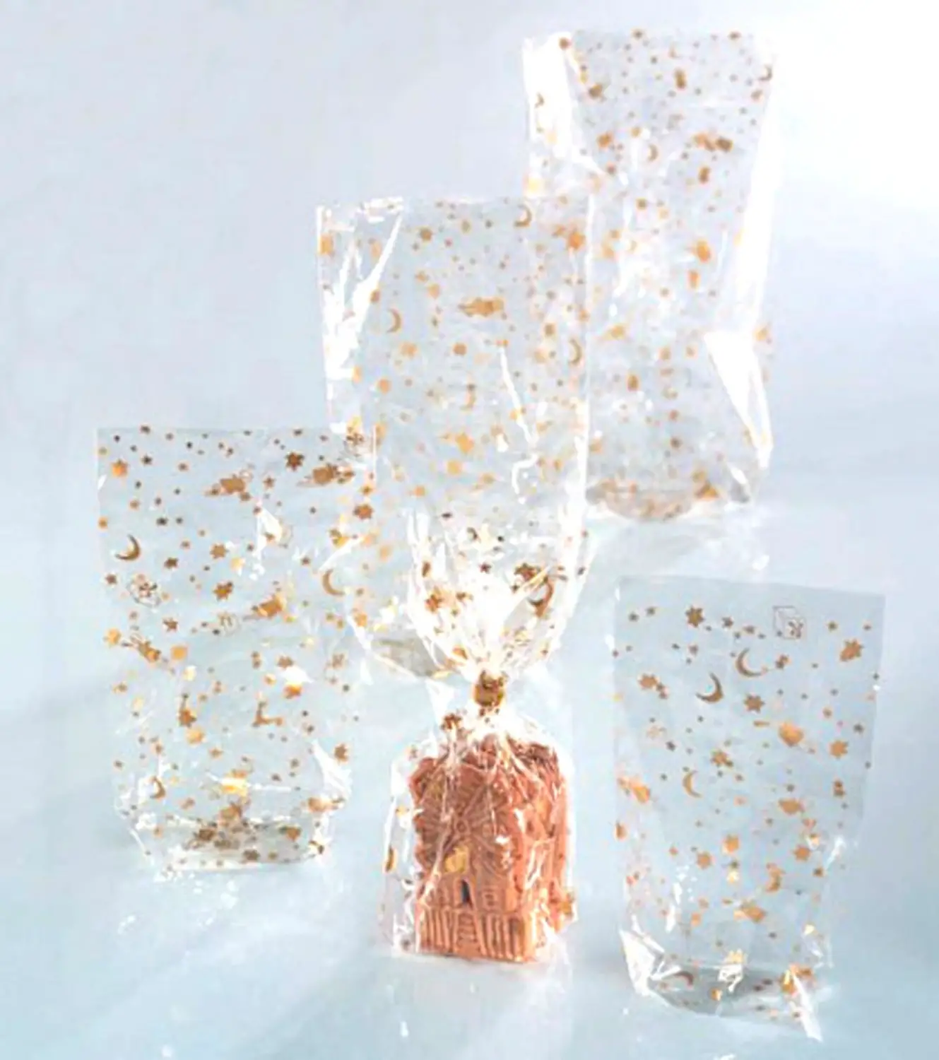 Sacchetti con Decoro Oro - 140x235 mm - Confezione 10 Pezzi - Carta e cartoncino