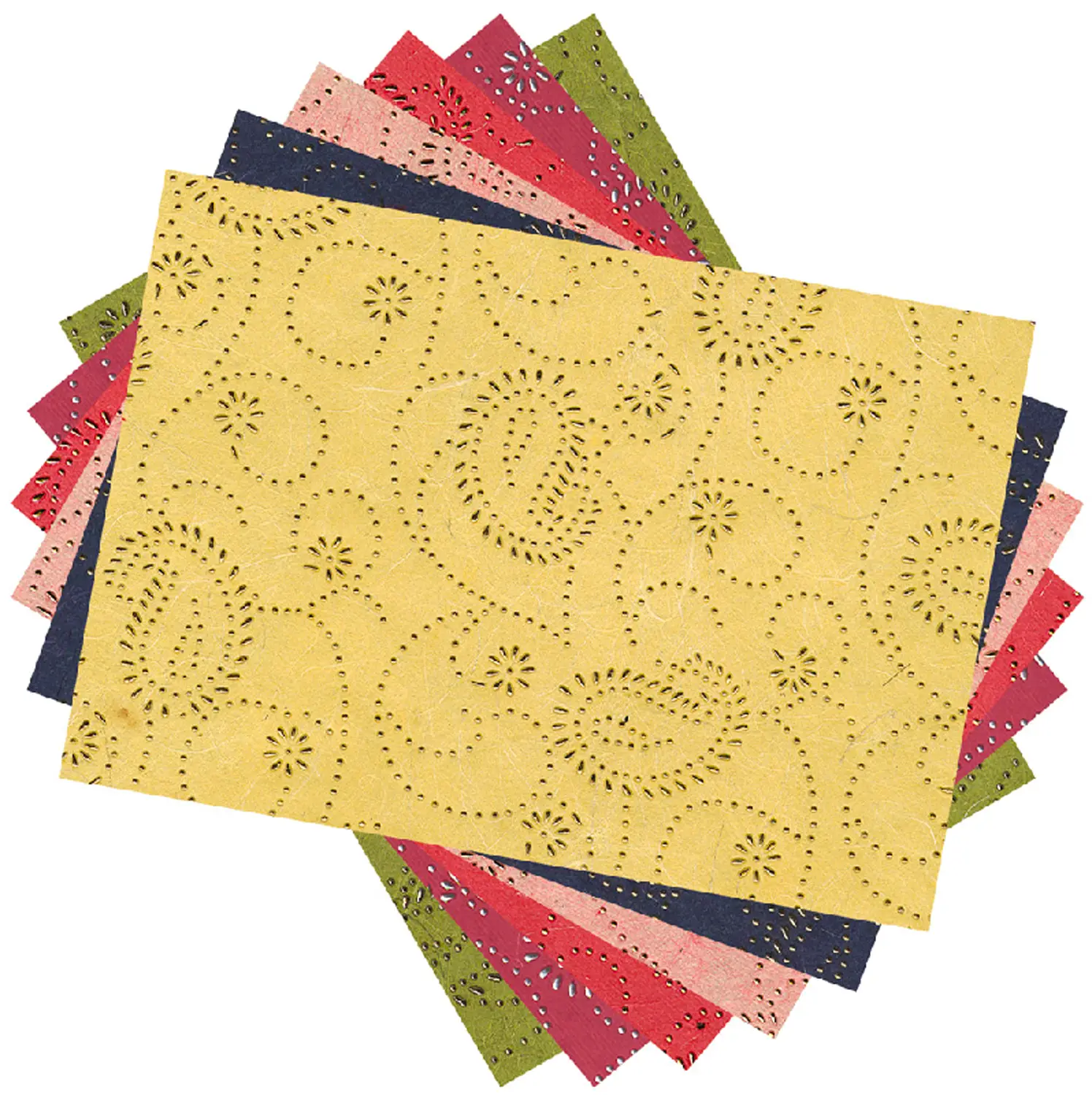 Carta Seta con Rilievi Foglie - 50x70 cm - Confezione 10 Fogli Assortiti - Carta e cartoncino