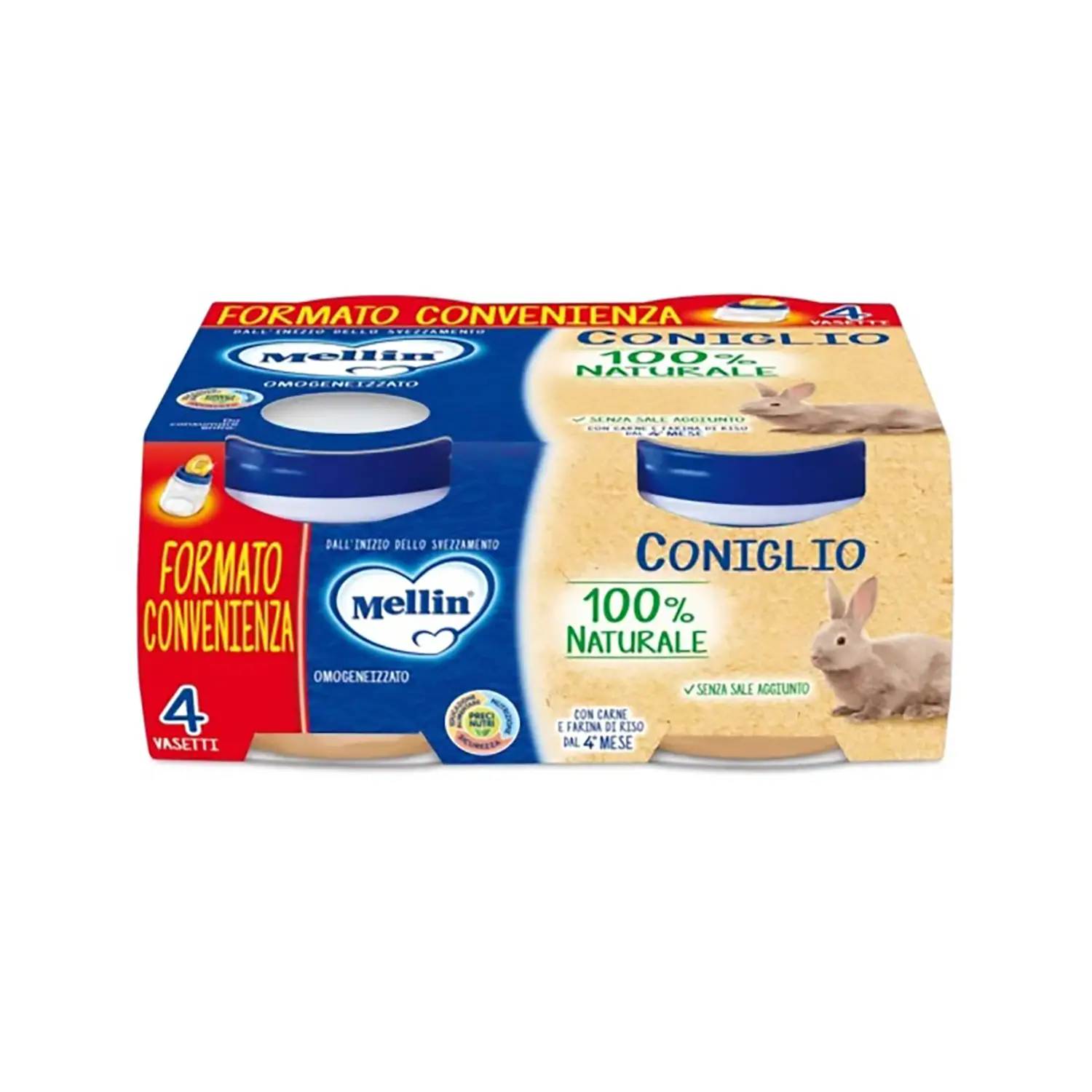 Omogeneizzato Carne Coniglio Mellin - 80g x 4 - omogeneizzati