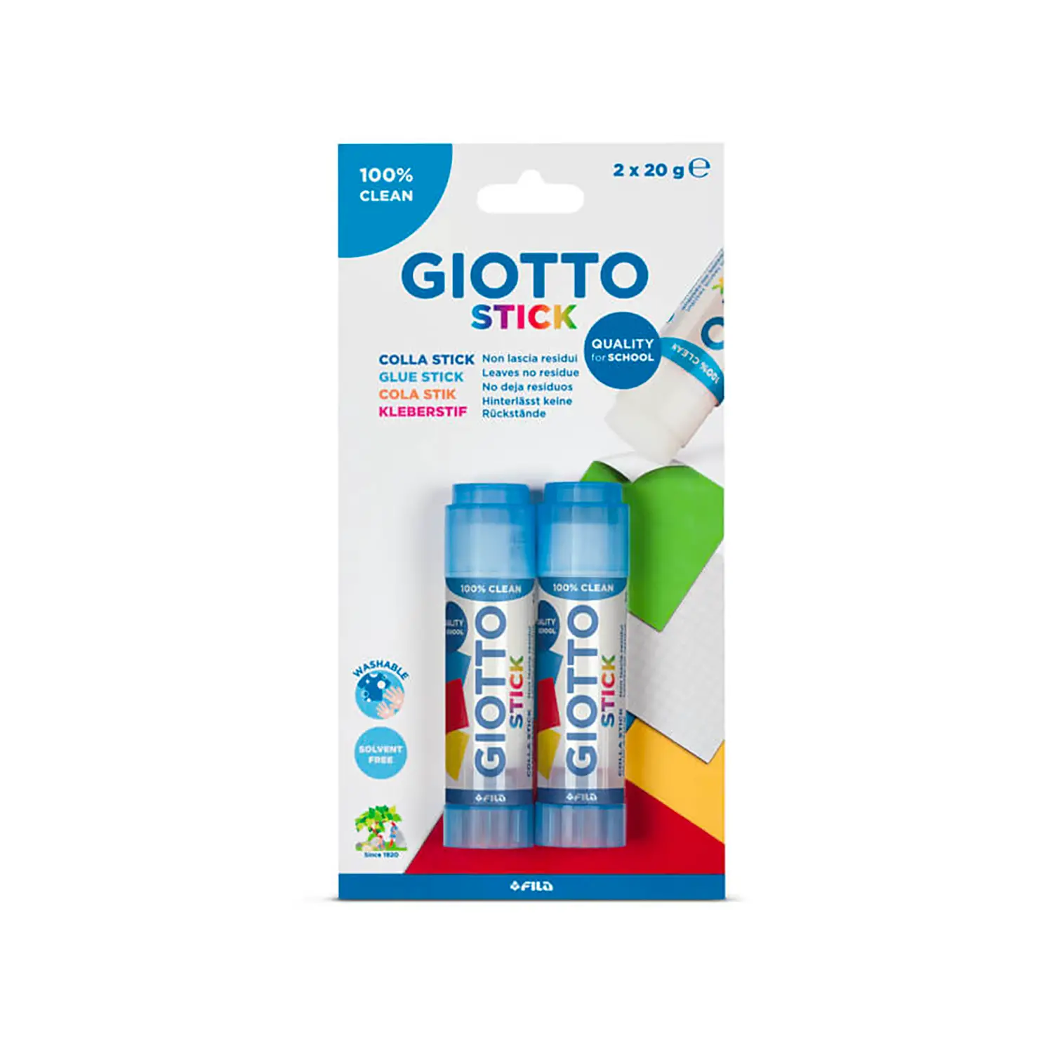 Colla Stick Giotto per la Scuola - 20 gr - Blister 2 Pezzi - Nastri adesivi e colle