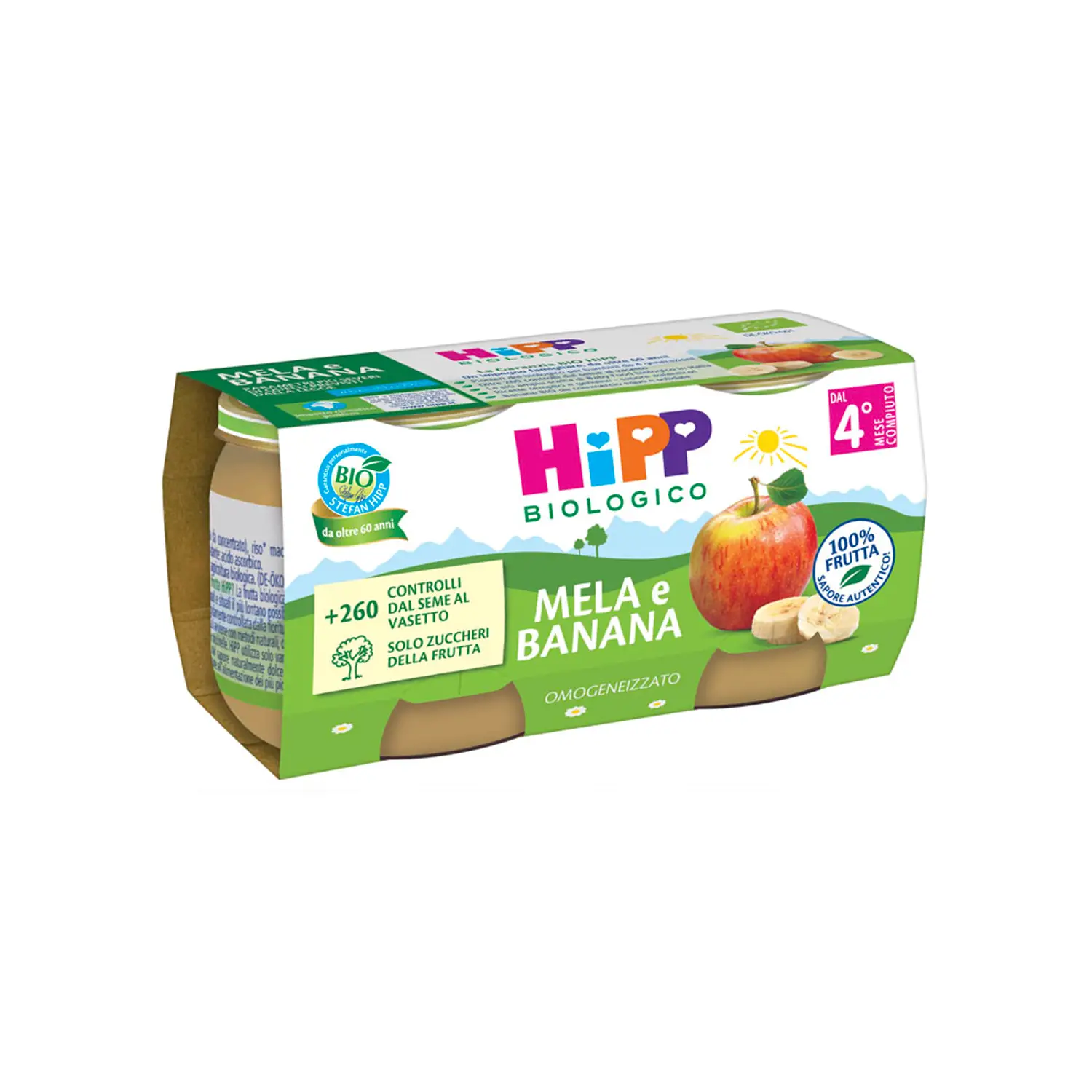 HIPP Omogeneizzato Frutta Bio gr.80x2 Mela Banana - omogeneizzati
