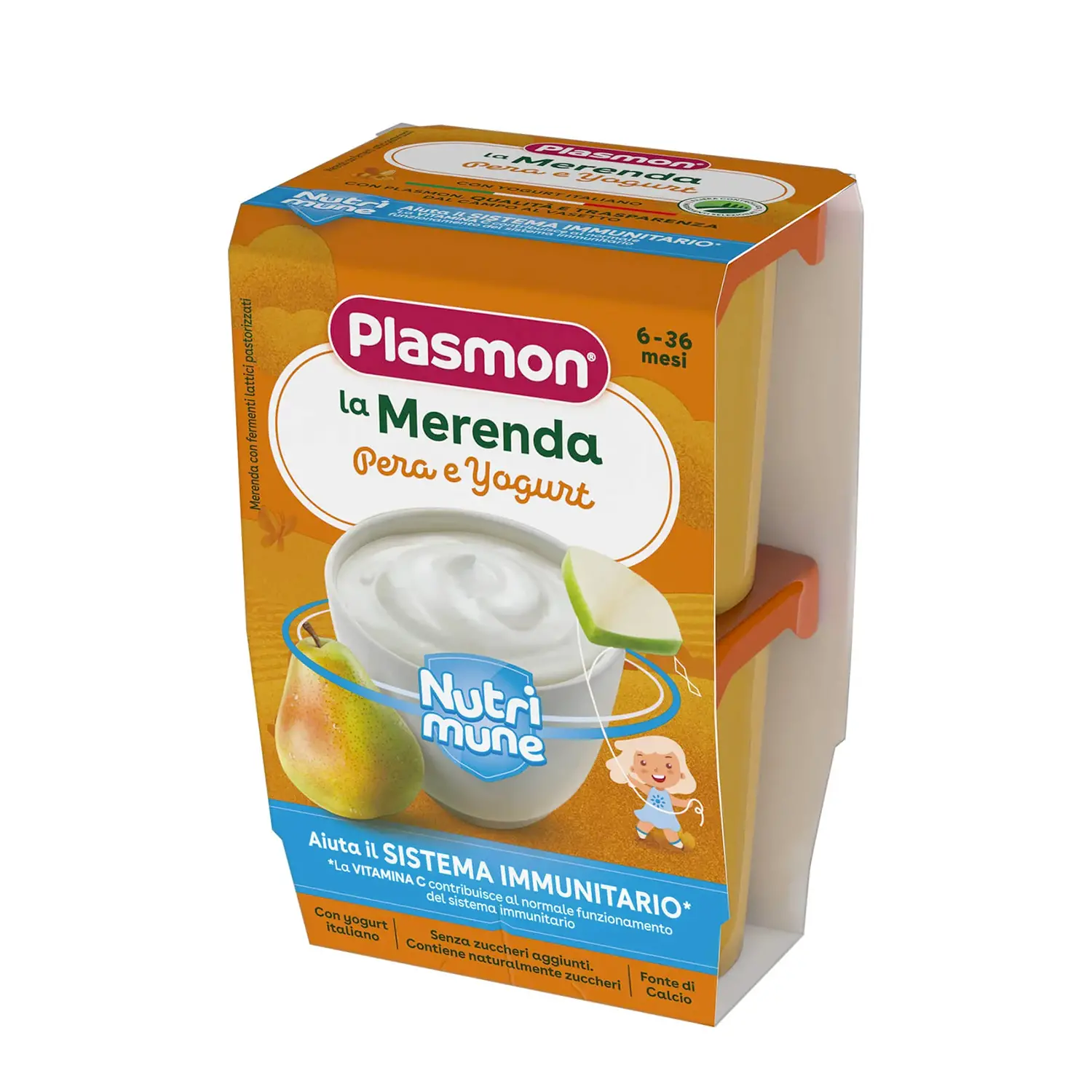 Plasmon Sapori di Natura Pera e Yogurt - Confezione 2 x 120 g - merende