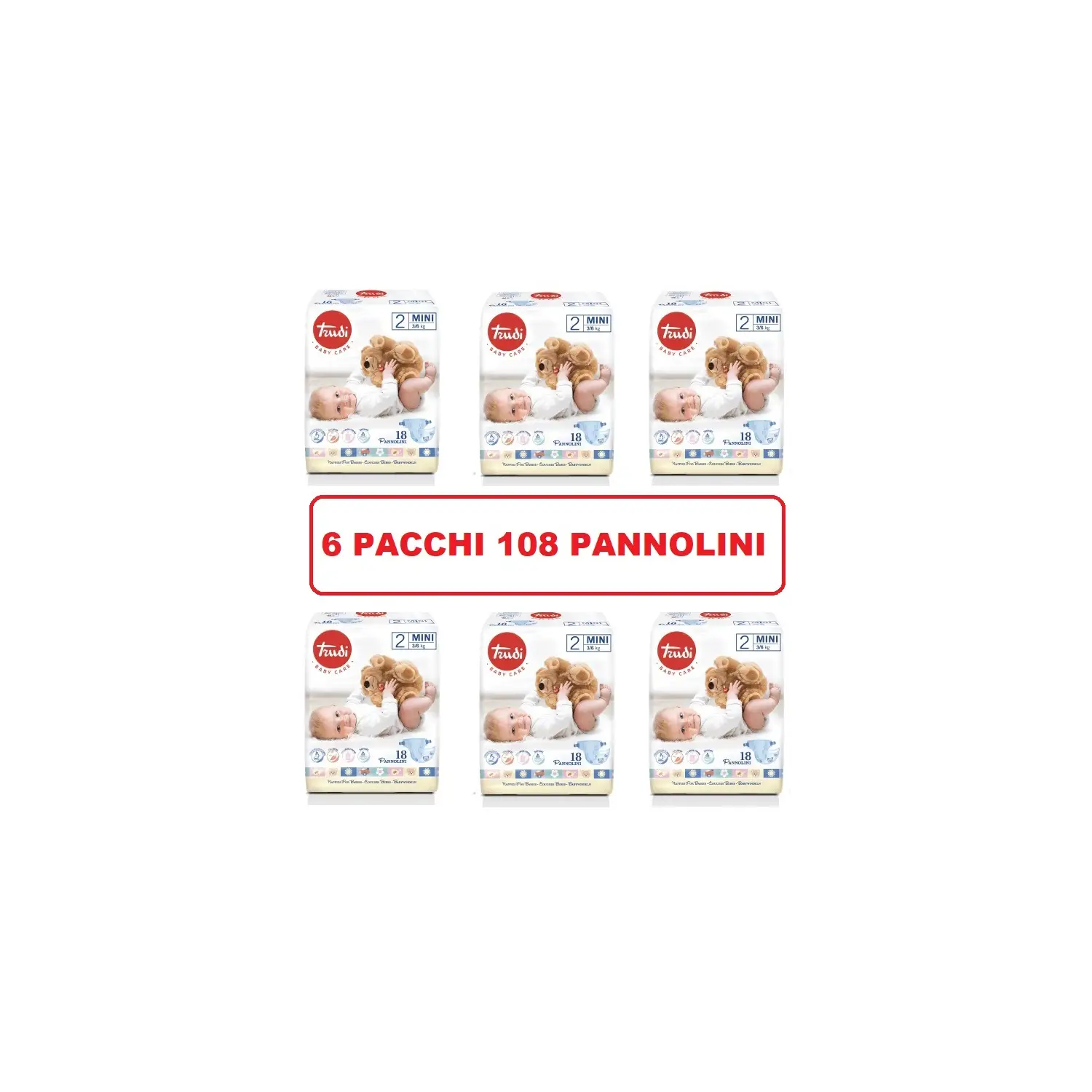 Pannolini Trudi Baby Care Mini 3/6 Kg 18 Pannolini - pannolini e salviettine
