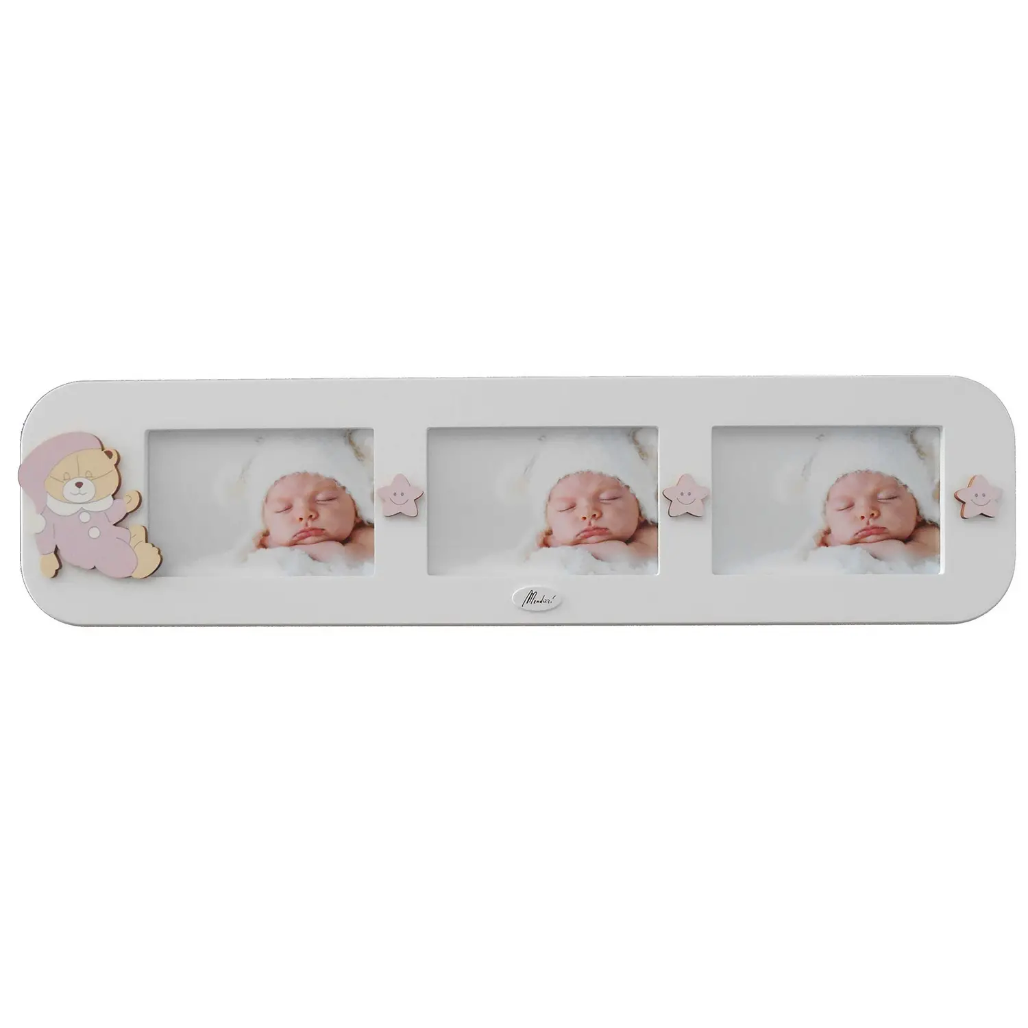 CORNICE PORTA FOTO ORIZZONTALE 3 FOTO ORSO ROSA - complementi d'arredo
