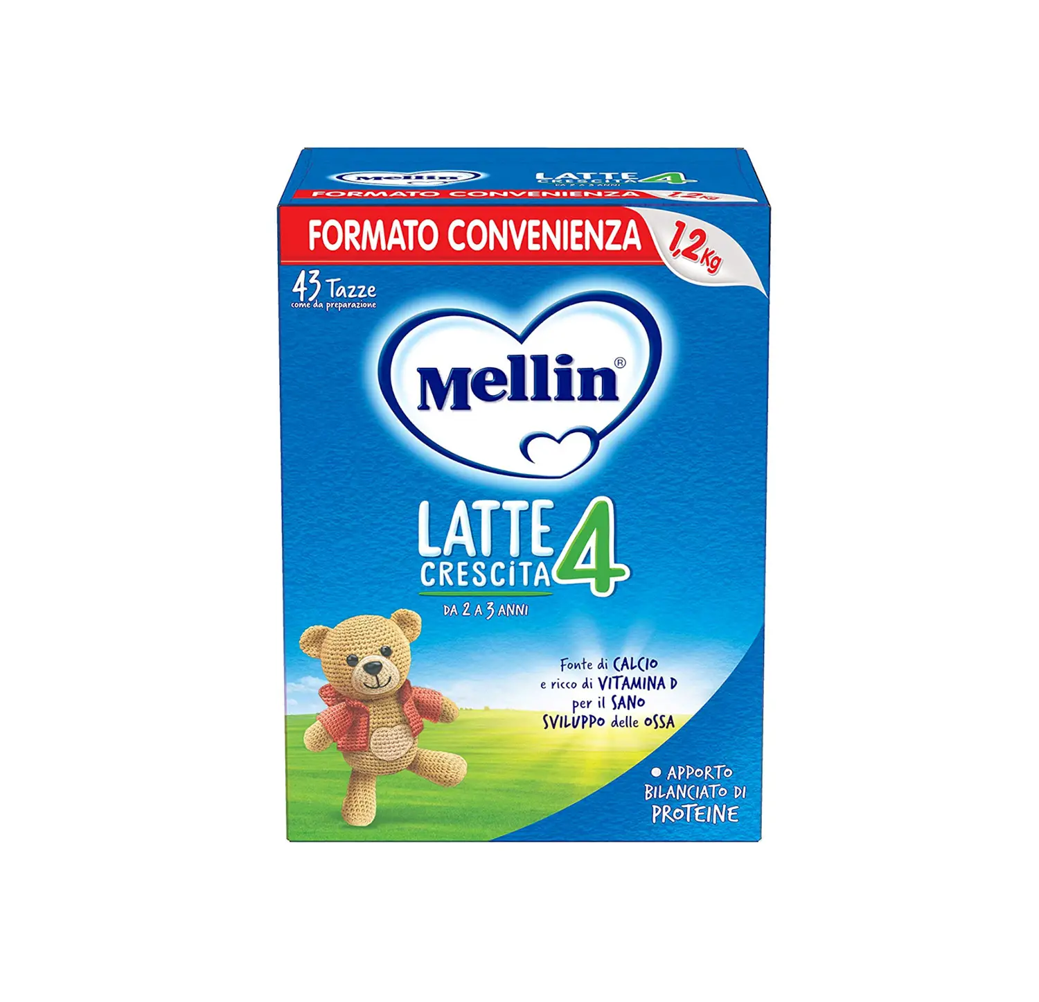 Mellin Latte Crescita 4 Polvere 1200 g – Latte di Crescita 1+ per Bambini 1-2 Anni - latti artificiali