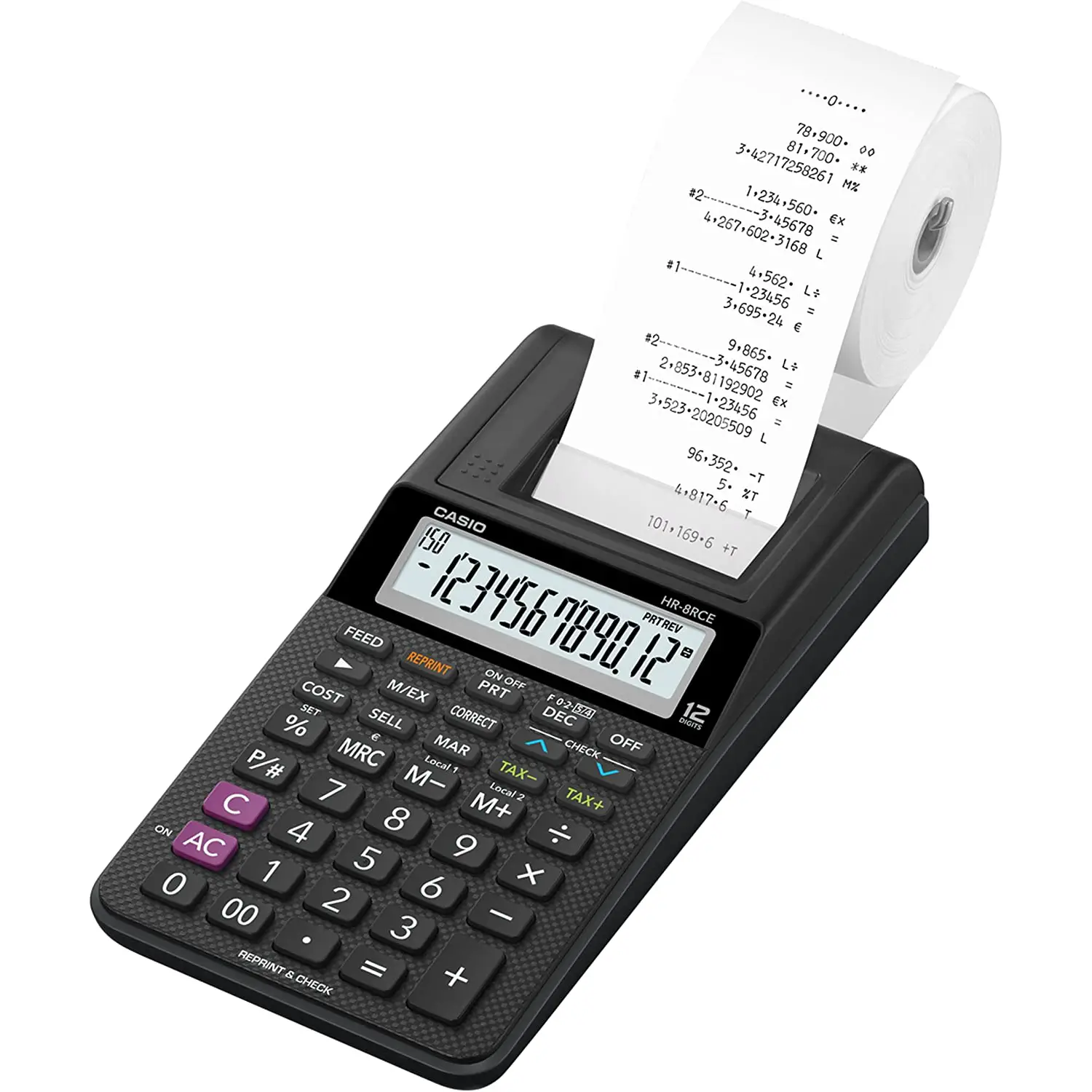 Calcolatrice Mini Scrivente Casio HR-8RCE-BK – Compatta, Veloce e Funzionale - Accessori ufficio