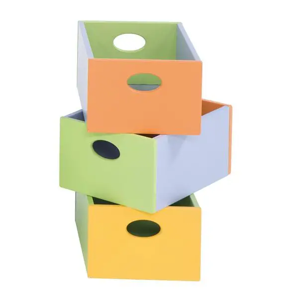 Contenitori in Legno per Giocattoli e Colori Set 3 Piccoli - Arredo Nido e Infanzia