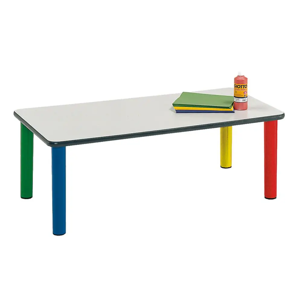 Tavolo Scuola Infanzia Color Rettangolare Misura 2 Gambe 4 Colori - Cattedre e tavoli lavoro