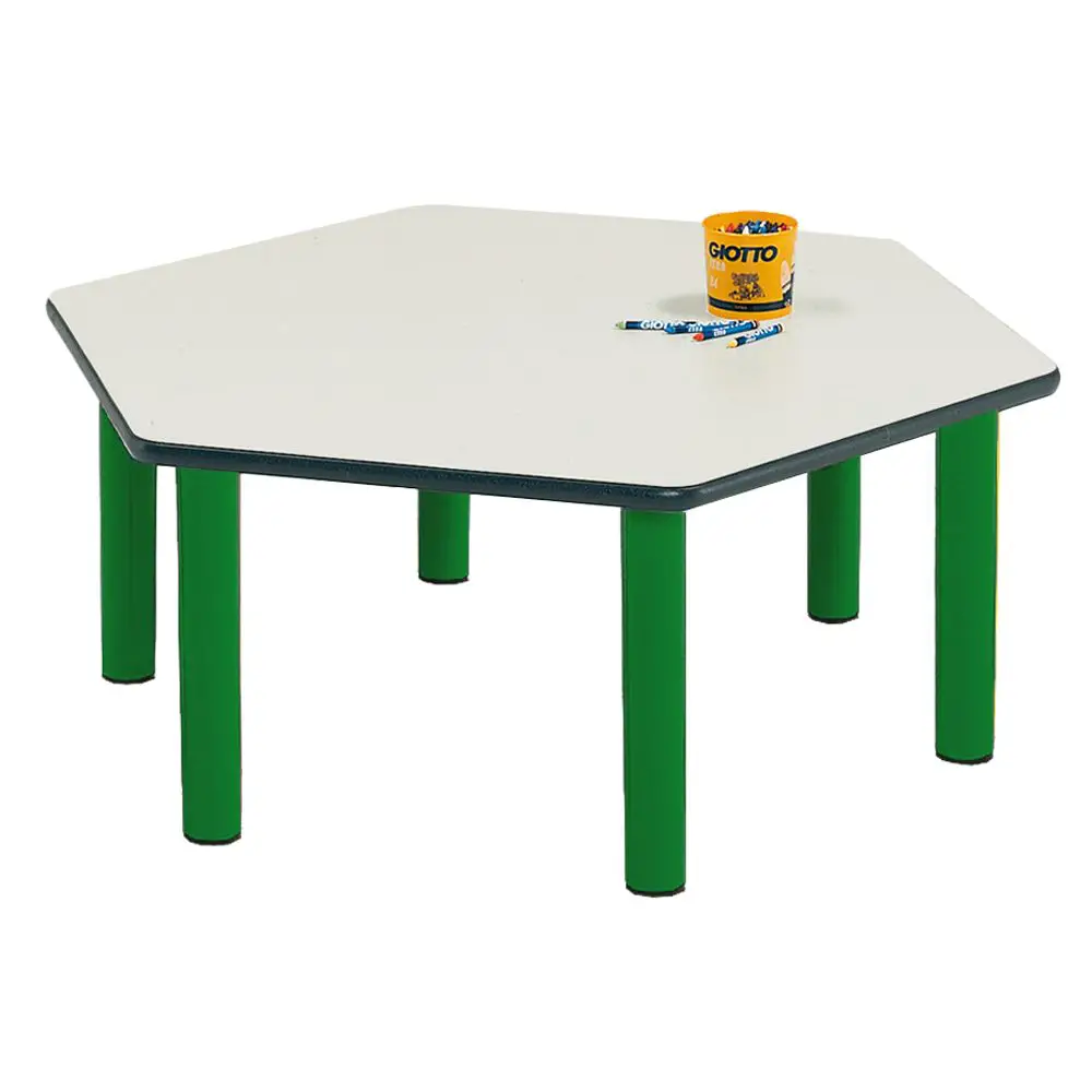 Tavolo Scuola Infanzia Color Esagonale Misura 2 Gambe Verde - Cattedre e tavoli lavoro