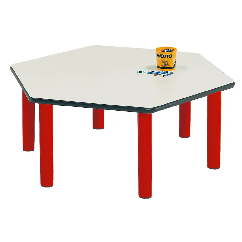 Tavolo Scuola Infanzia Color Esagonale Misura 2 Gambe Rosso - Cattedre e tavoli lavoro