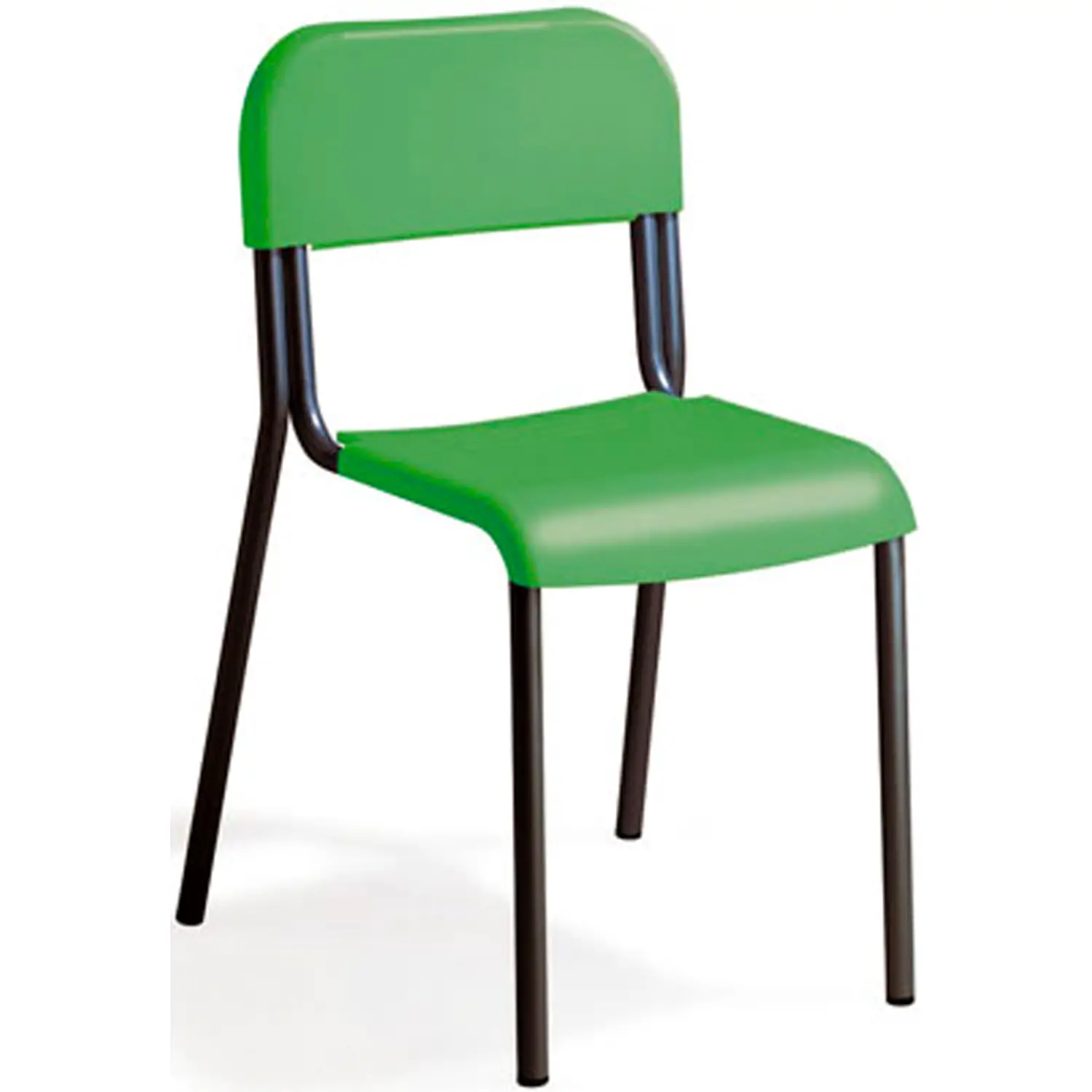 Sedia Impilabile Sara, Struttura Nera, Seduta H 42 Cm. Verde Per Ambienti Scolastici - Sedie in plastica