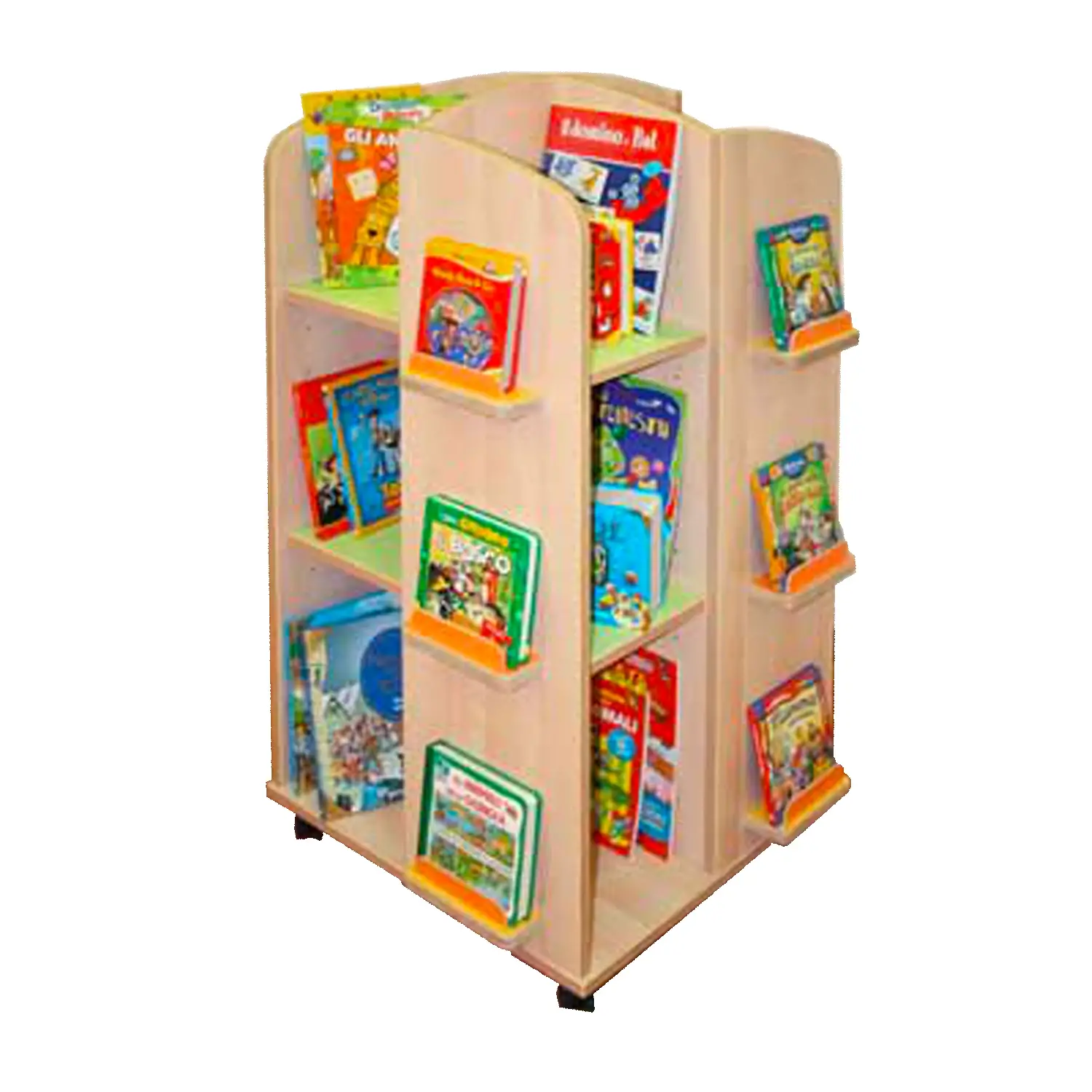 Libreria per Bambini a Torre – Mobile Scuola Infanzia con Ruote e Ripiani Regolabili - Librerie e zone lettura