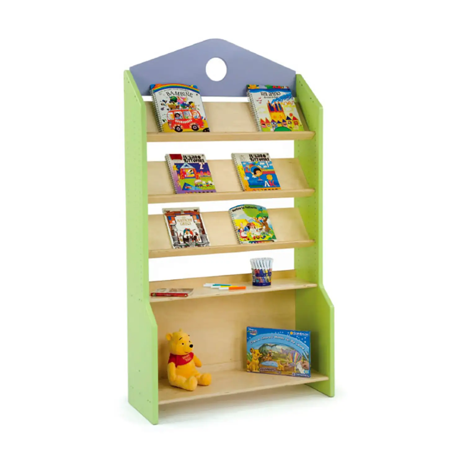 Libreria per Bambini in Legno – Libreria Scuola Infanzia con 5 Ripiani - Librerie e zone lettura