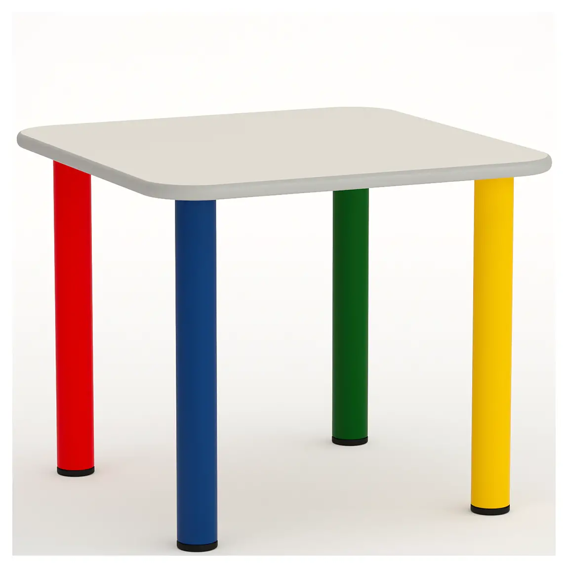 Tavolo Scuola Infanzia Color Quadrato Misura 1 Gambe 4 Colori - Cattedre e tavoli lavoro