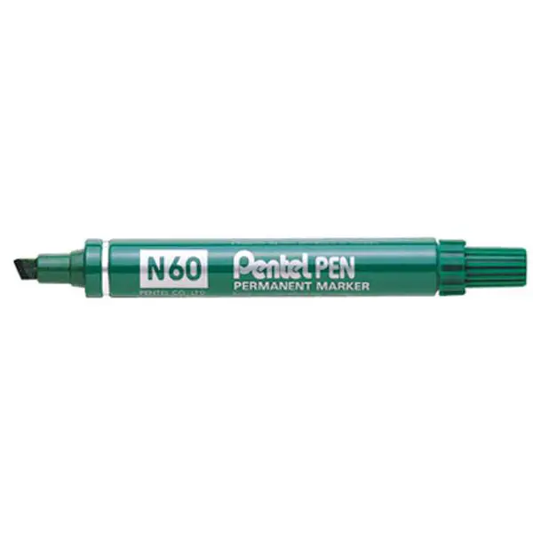 Marcatore Permanente con Punta Scalpello Pentel Marker N60 Verde - Pennarelli
