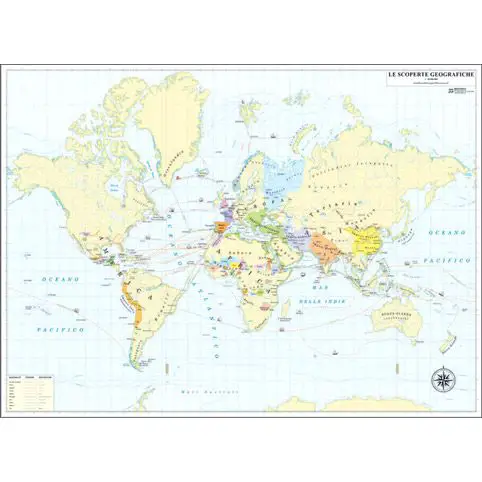 CARTINA STORICA SCOPERTE GEOGRAFICHE - Geografia e scienze naturali