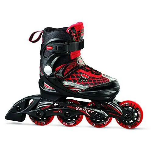 PATTINI IN LINEA SPIDER LED BLACK-RED TAGLIA 36 - pattini