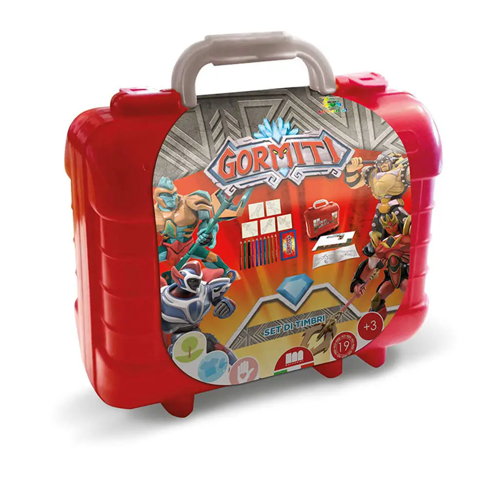 Gormiti Travel Set 5 Timbri e 10 Pastelli - Valigetta Creativa per Bambini - creatività