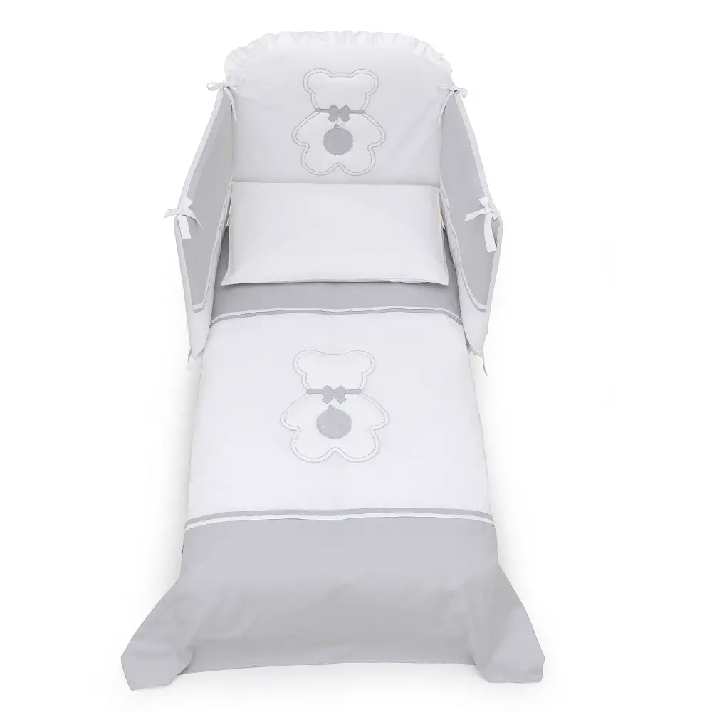 FIOCCO COMPLETO SFILABILE(PIUMONE) 4 PEZZI BIANCO GRIGIO -