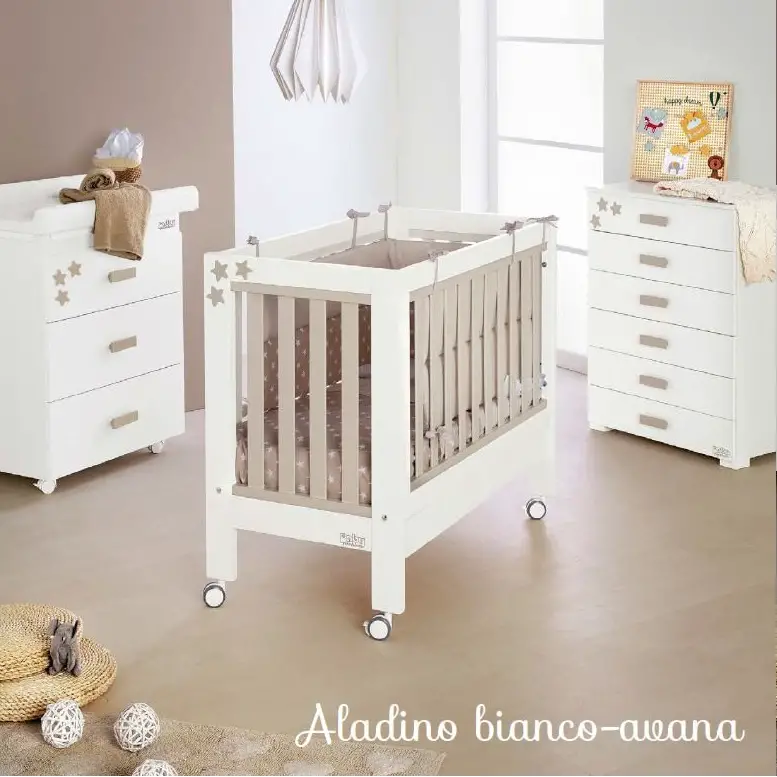 Aladino Kit Letto Compreso di Materasso Bagnetto e Tessile Bianco Avana - collezioni