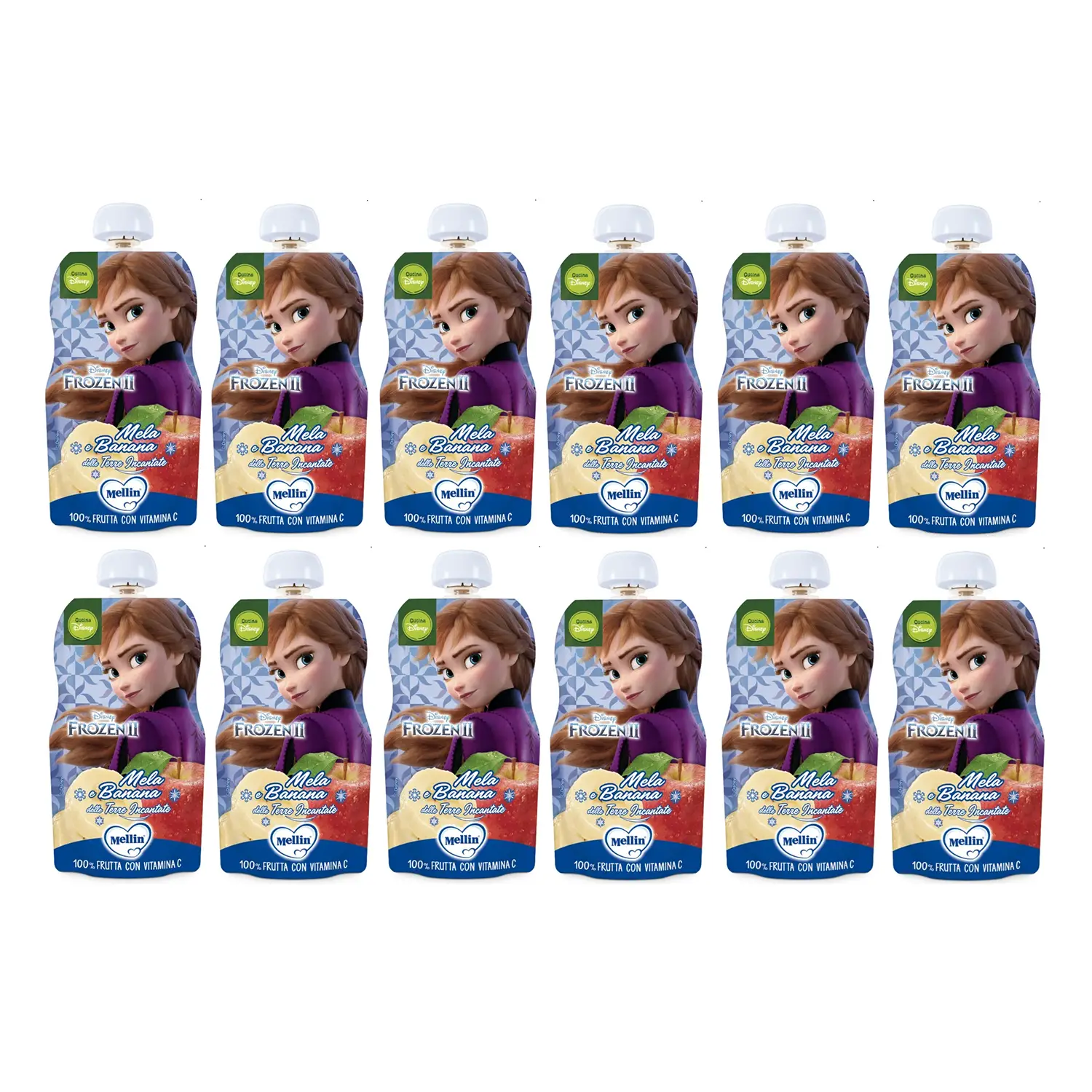 Mellin Succo di Frutta Pouch Disney Frozen Mela Banana 110 g – Merenda 100% Frutta - acqua bevande e succhi
