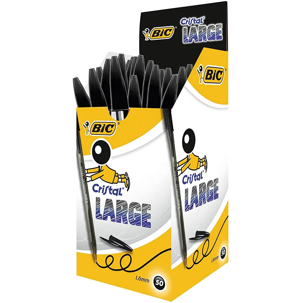 Penna Bic Cristal Large – Punta 1.6 mm, Inchiostro Nero - penne pennarelli ufficio