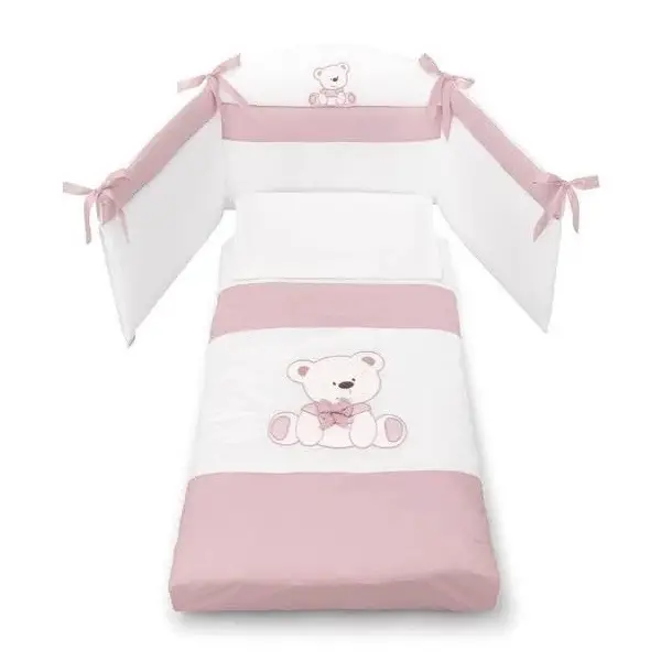 Erbesi Tato Completo Sfilabile Set 3 Pezzi – Bianco Rosa - lenzuolini