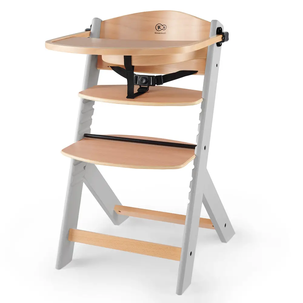 Seggiolone 3 in 1 Enock Kinderkraft – Legno Naturale e Grigio - seggioloni
