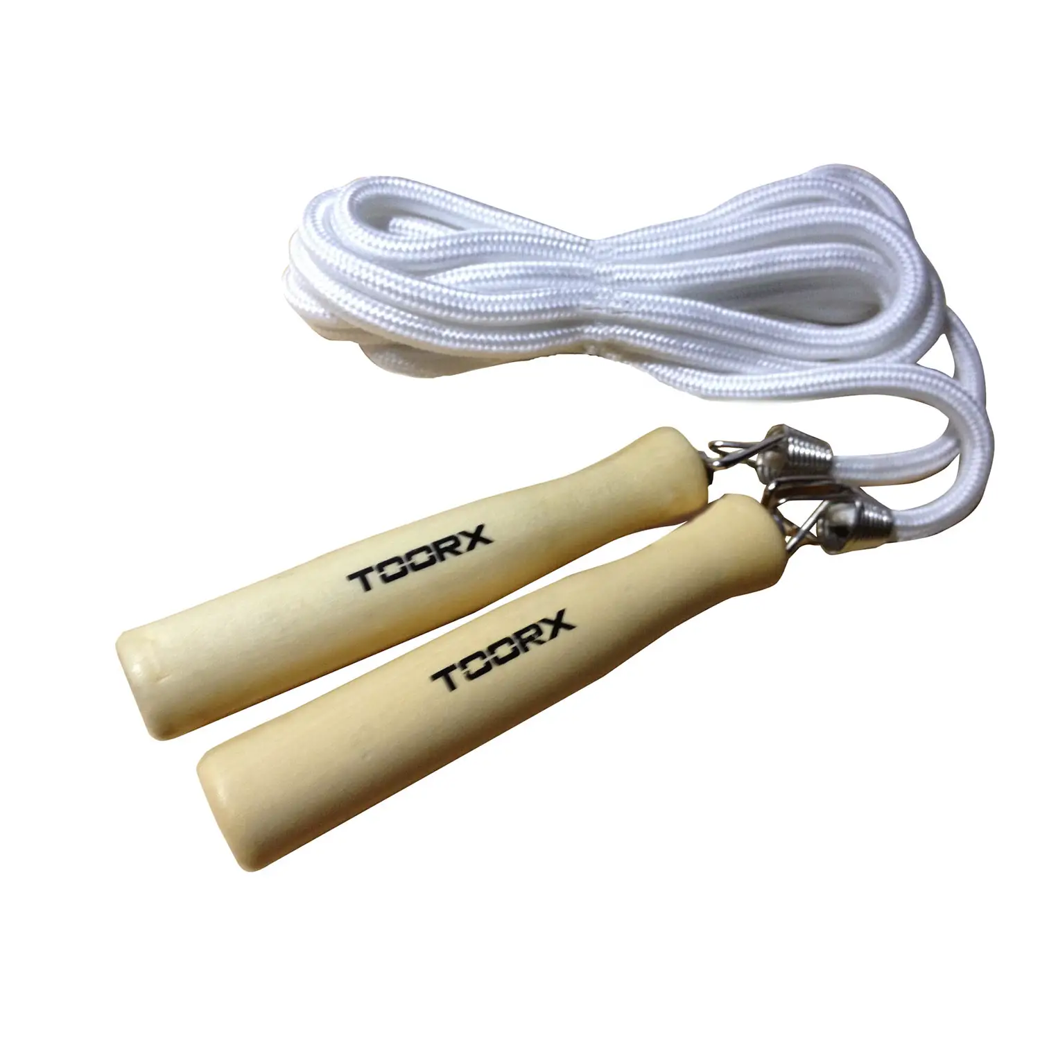 Corda da Salto in Cotone Bianco con Manici in Legno – Skipping Rope per Fitness - elastici e corde per saltare