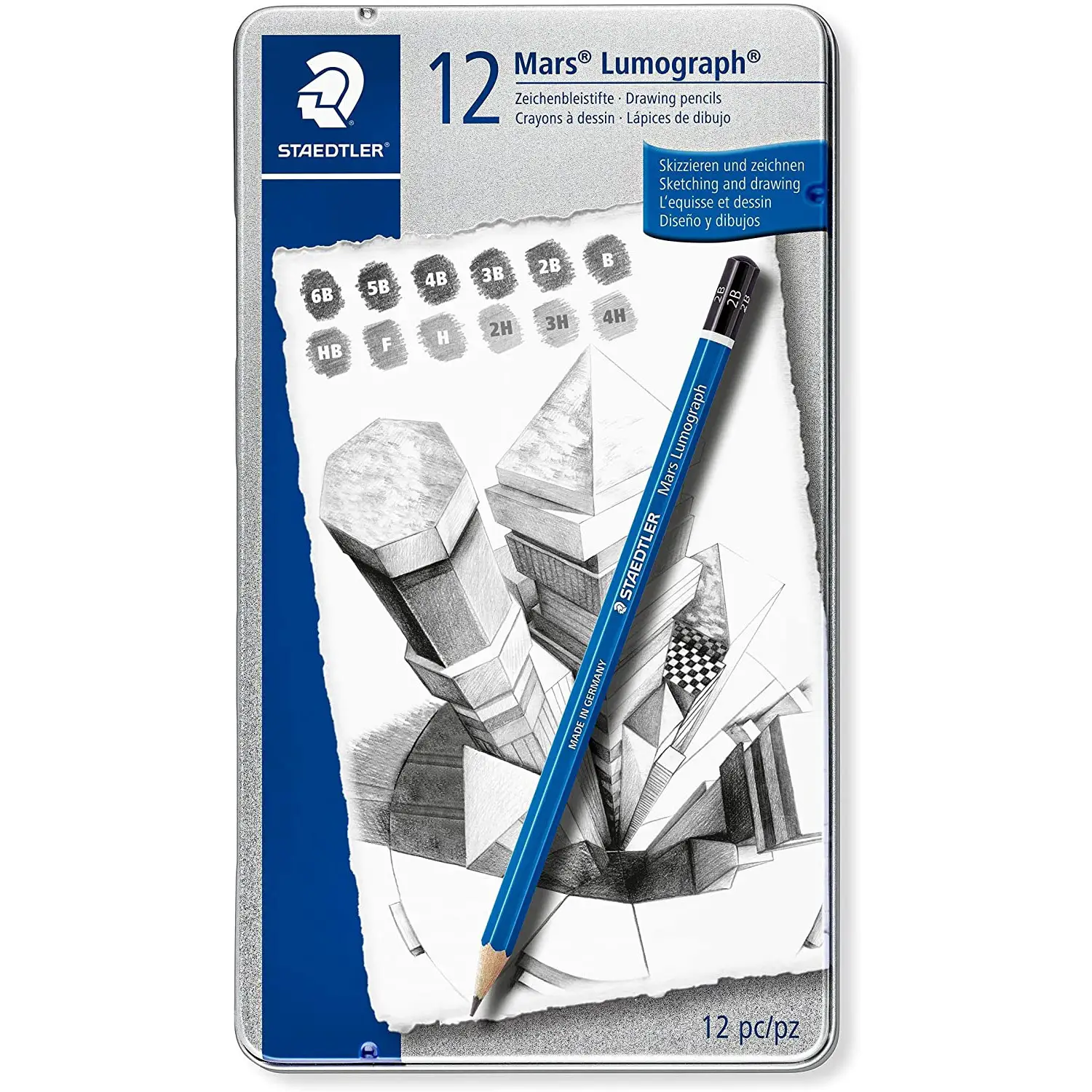 Set 12 Matite STAEDTLER Mars Lumograph 100 – Gradazioni Medie - Matite Temperini Gomme
