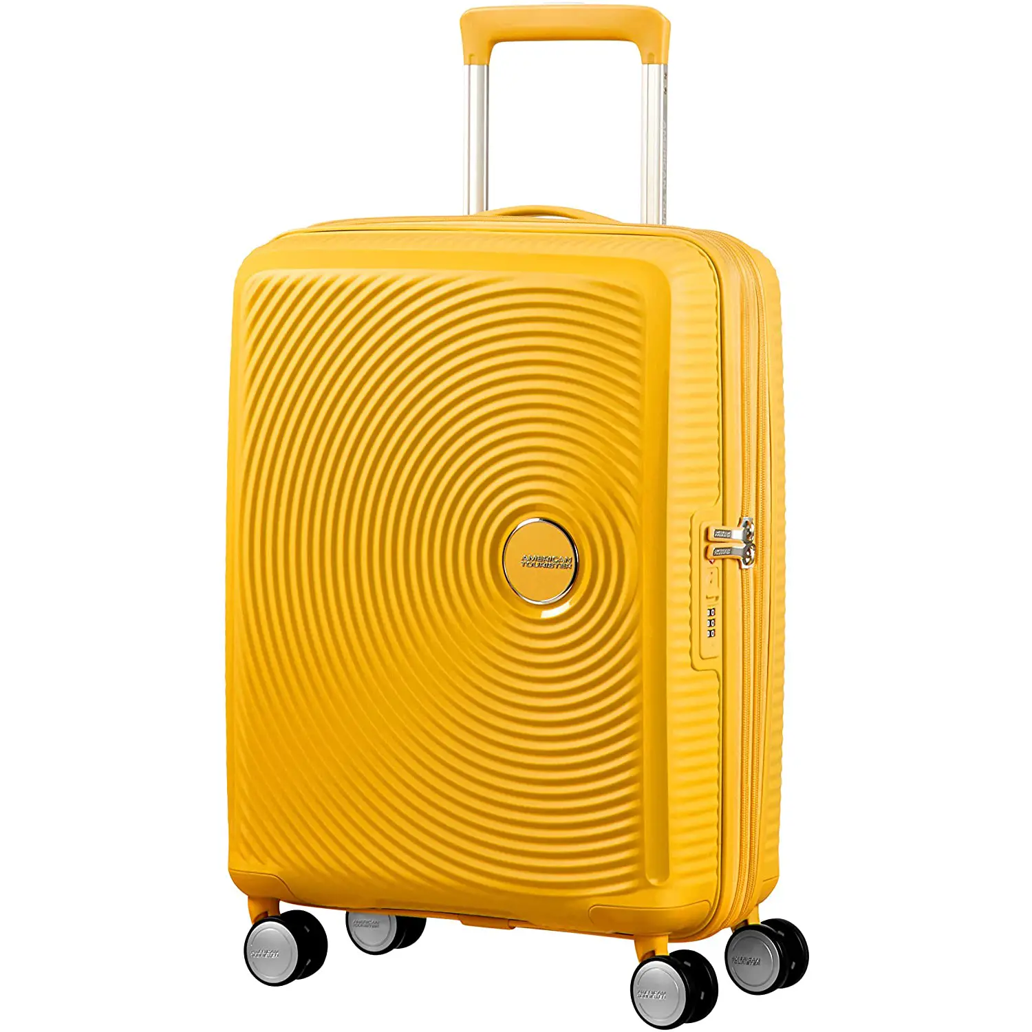 American Tourister Trolley Bagaglio a Mano Soundbox Spinner 55/20 Tsa Exp 4 Ruote Golden Yellow - valige e borse da viaggio