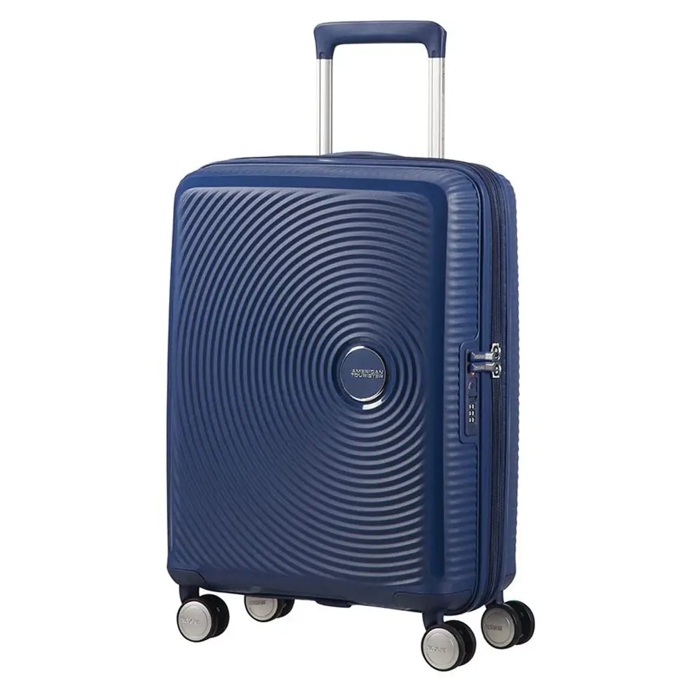 American Tourister Trolley Bagaglio a Mano Soundbox Spinner 55/20 Tsa Exp 4 Ruote Midnight Navy - valige e borse da viaggio