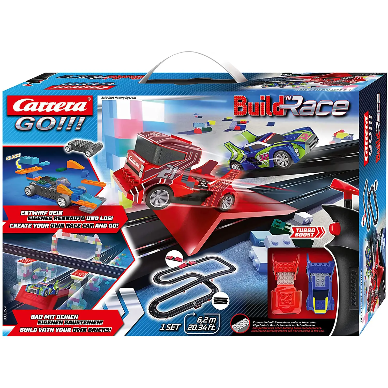 Pista Build 'N Race Racing Set 6.2 – Carrera GO!!! - Veicoli, garage e piste