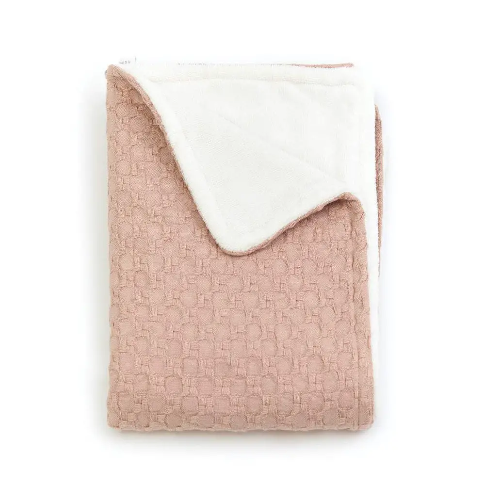 Coperta Culla 100x75 Honey in Bambù Organico con Spugna Peluche Nudepink - lenzuolini