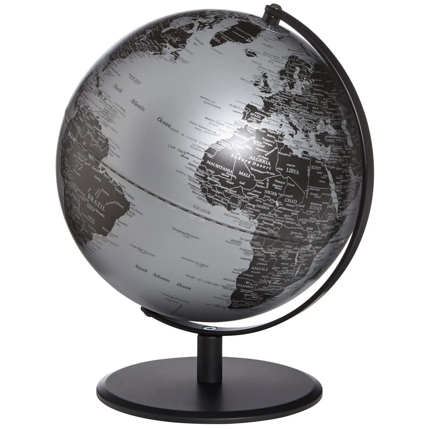 Mappamondo Planet Pluto Silver – Diametro 25 cm / Altezza 30 cm - Geografia e scienze naturali
