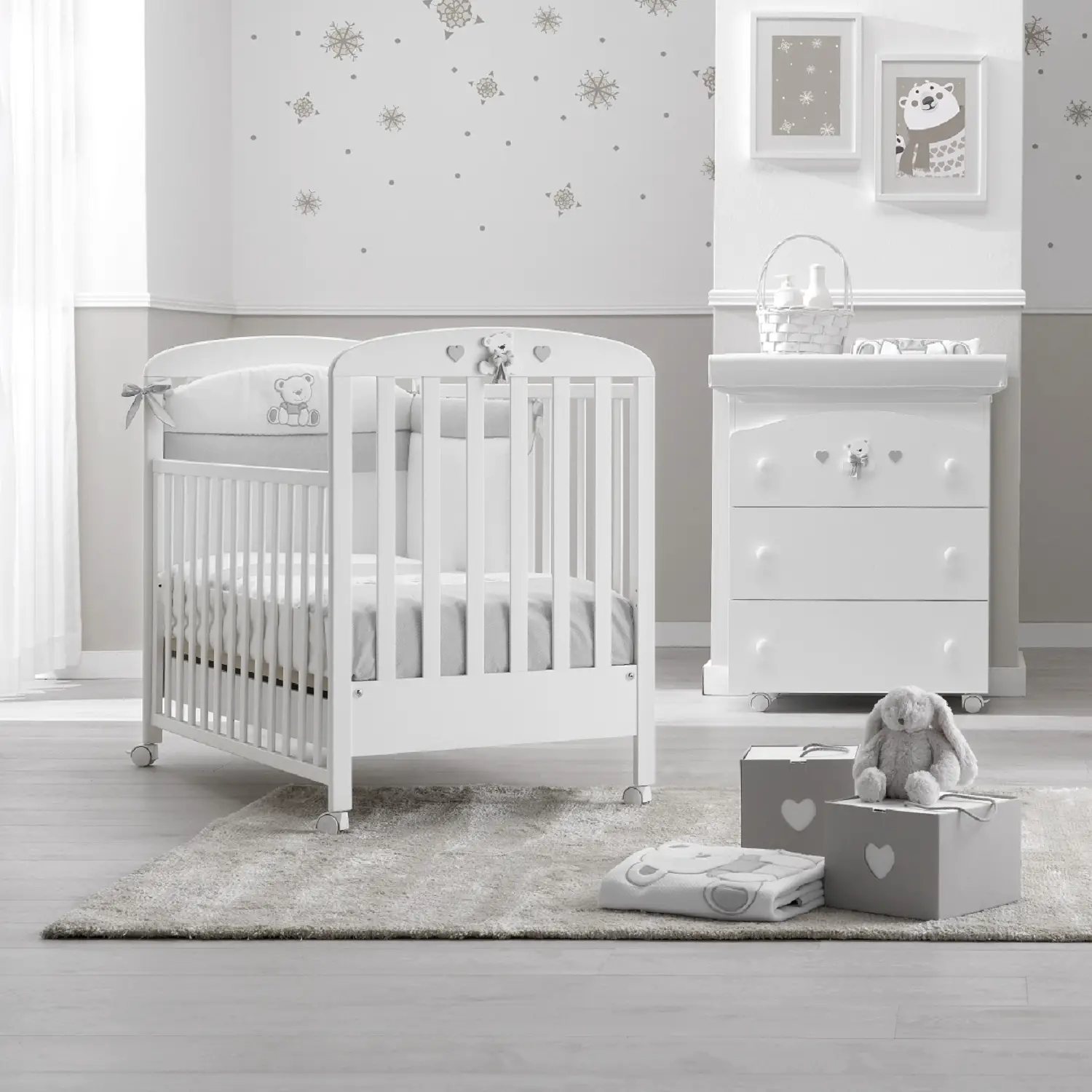 Bagnetto Fasciatoio Tatino Bianco Grigio Erbesi - Zona cambio e bagno