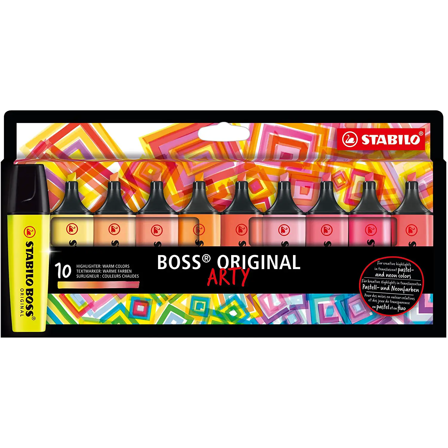 Stabilo Boss Arty Wallet Warm – Set da 10 Evidenziatori Colori Caldi - Pennarelli