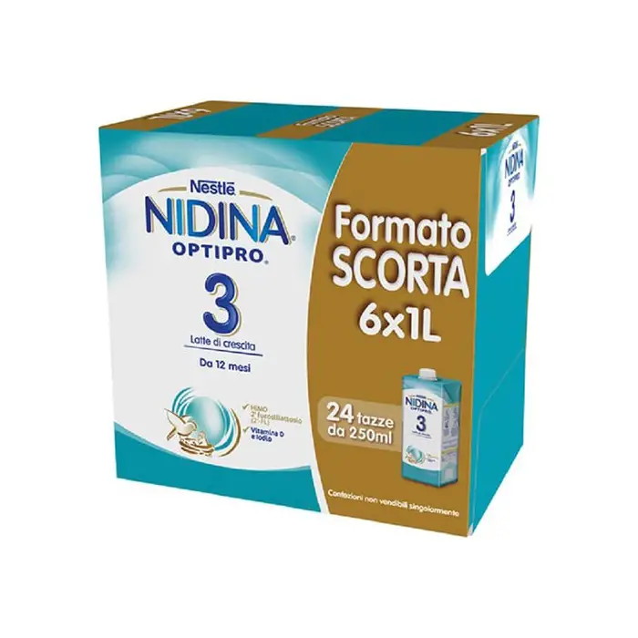 Latte Nidina Optipro 3 Liquido – Confezione 6×1 Litro - latti artificiali
