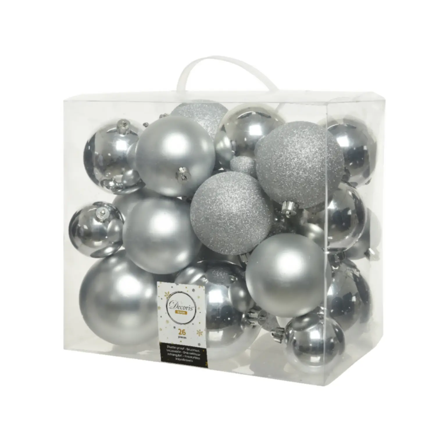 Box 26 Sfere di Natale - Diametro 6, 8 e 10 cm - Silver - addobbi albero