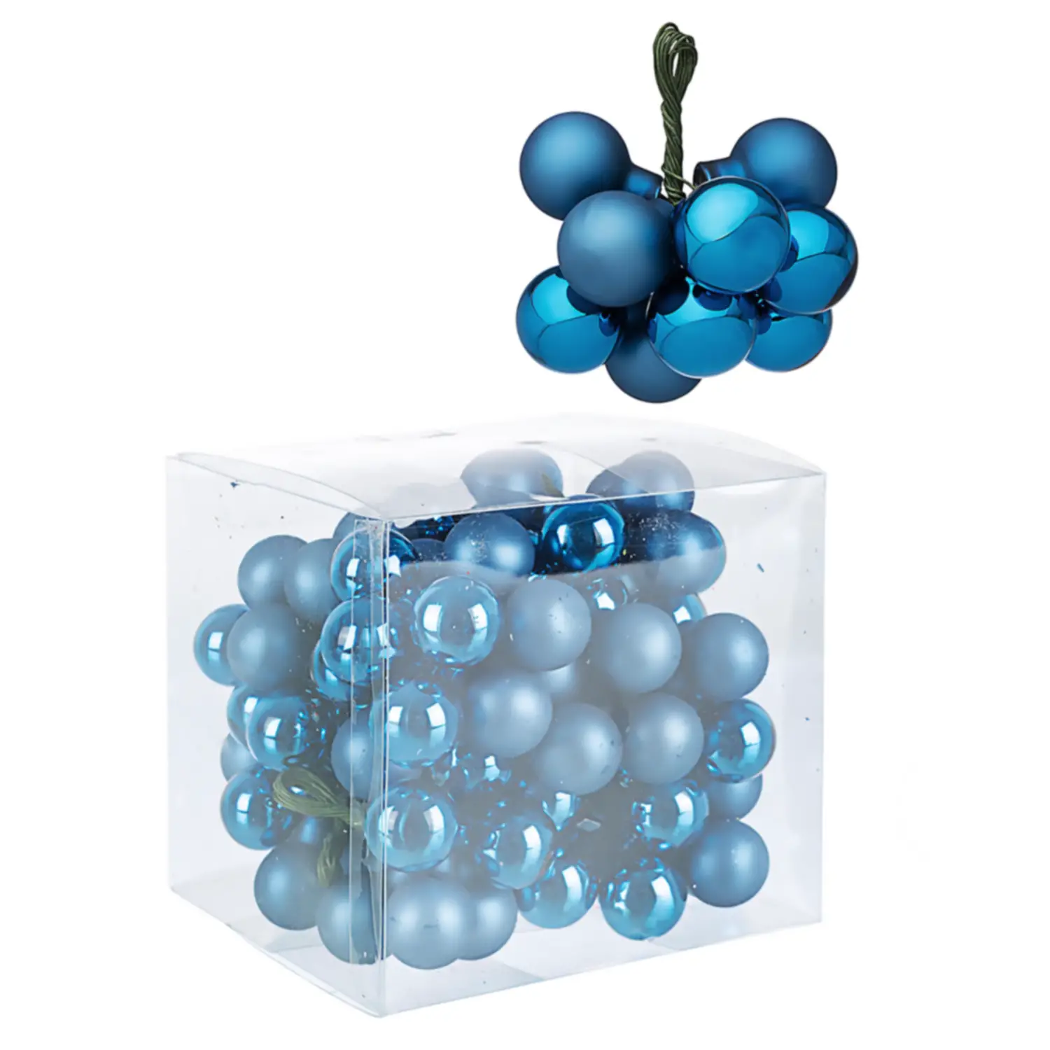 Mazzo 10 Sfere 20mm Azzurro Lucido-Opaco Assortito – Natale Naturale e Brillante - addobbi albero