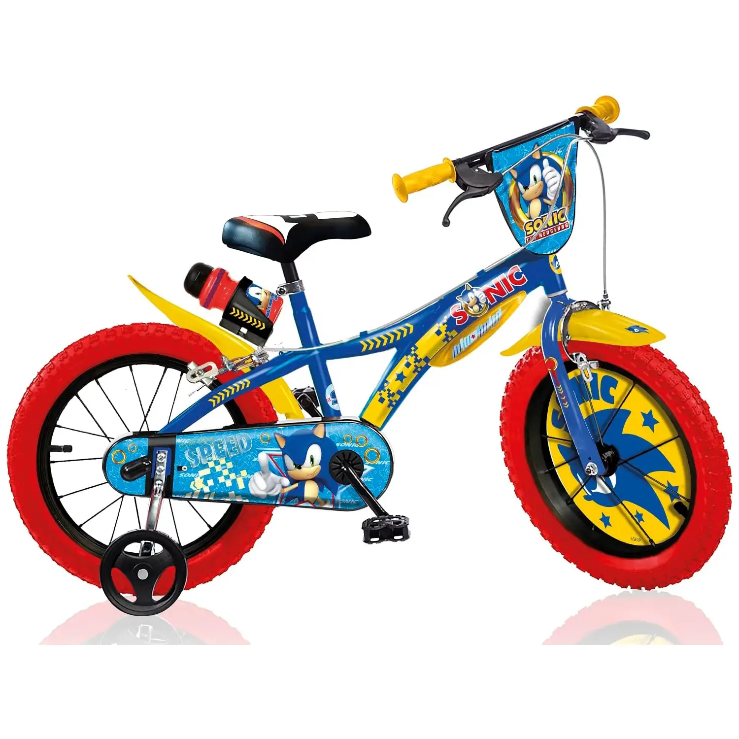 Bicicletta 14 Pollici Sonic – Con Rotelline Stabilizzatrici, 5-7 Anni - biciclette bambini