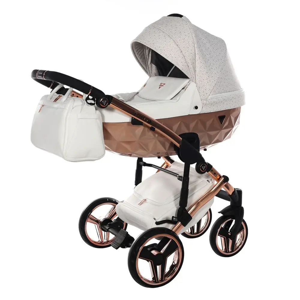 JUNAMA STARRY NIGHT 2 IN 1 TESSUTO BIANCO TELAIO ORO ROSA DETTAGLI BIANCO ECOPELLE - trio e modulari