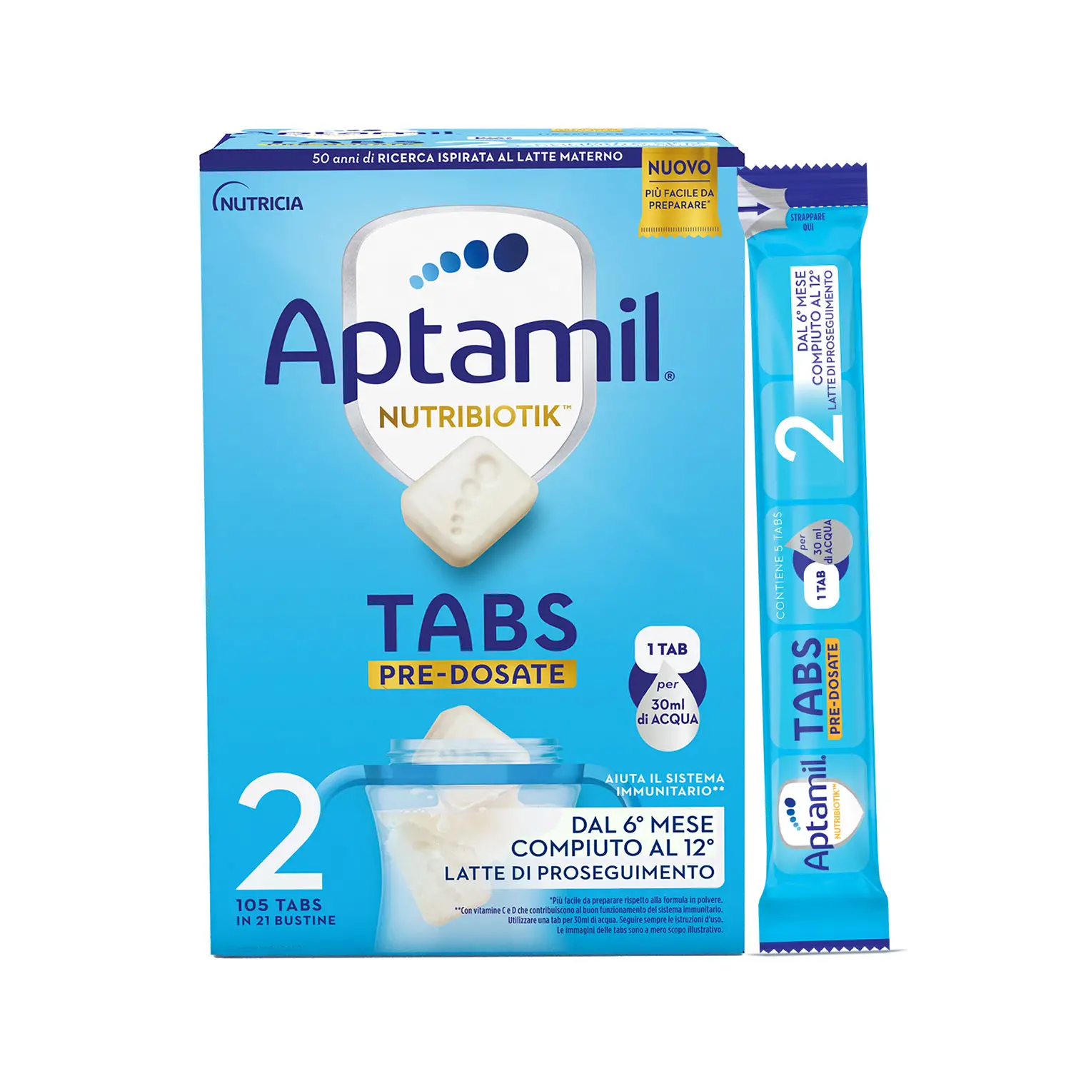 LATTE APTAMIL 2 NUTRIBIOTIK TABS 21 BUSTINE 105 TABS - latti artificiali