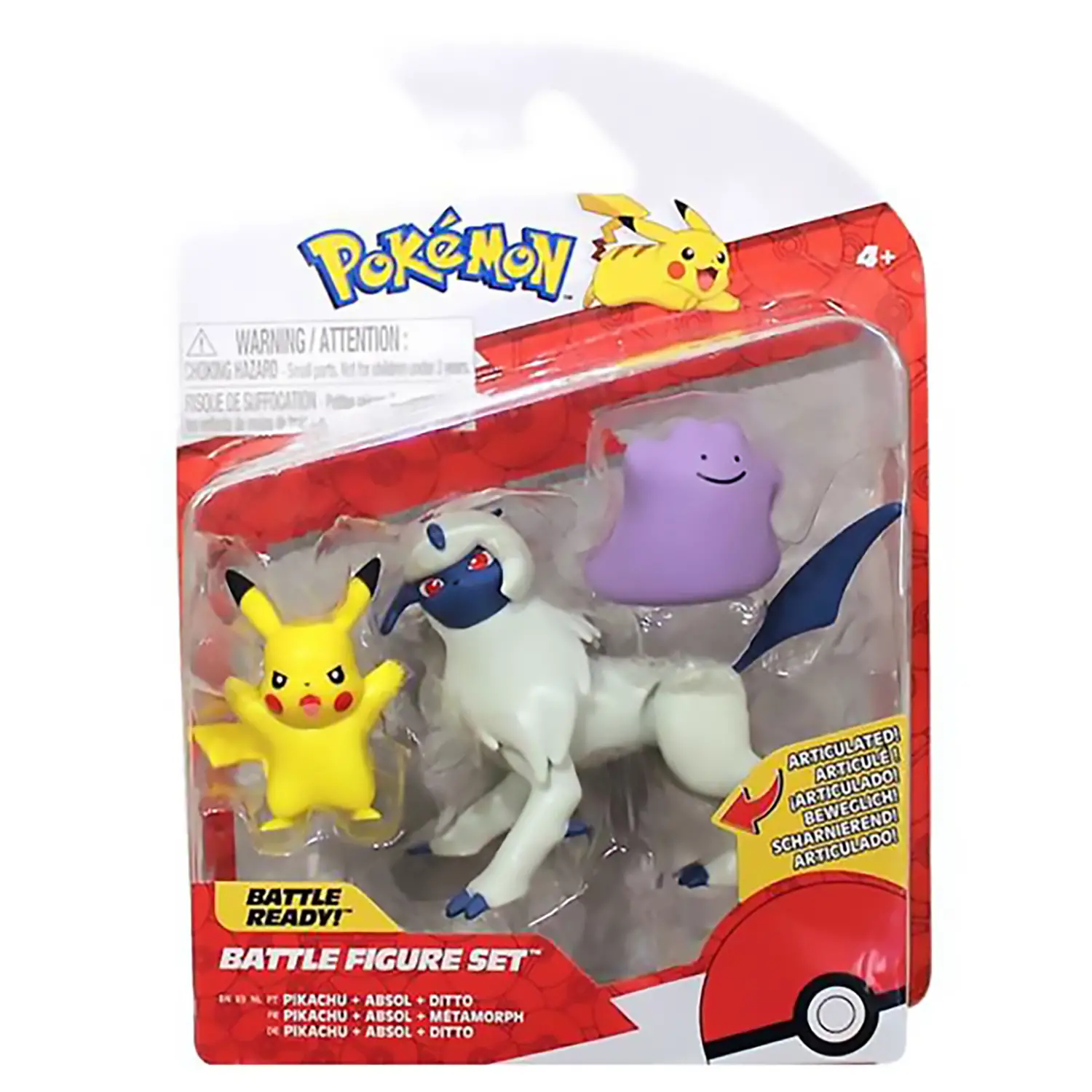 Pokemon Battle Figure Set 3 Personaggi: Pikachu, Ditto, Absol - action figures ed accessori